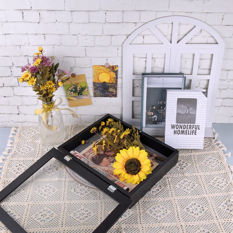 Frametory, 11x14 Shadow Box Frame - Front Opening - 2 inch Depth Display Box for Wall and Tabletop Display- Memory Box, 6 Pins Included (11x14, Black) - Image 4